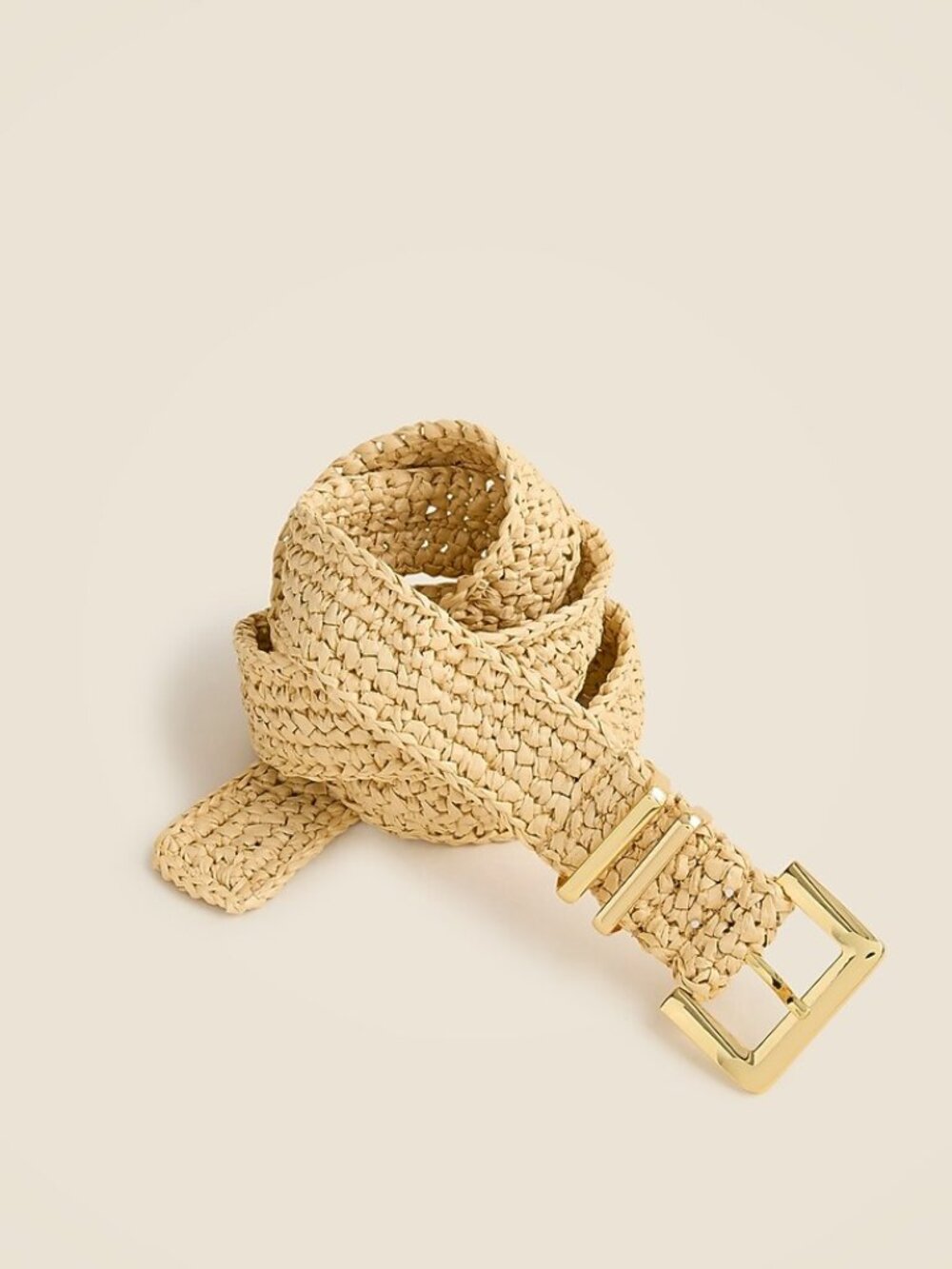 NWT J. Crew Woven Rafia Square Buckle Belt, Natural, XS/S